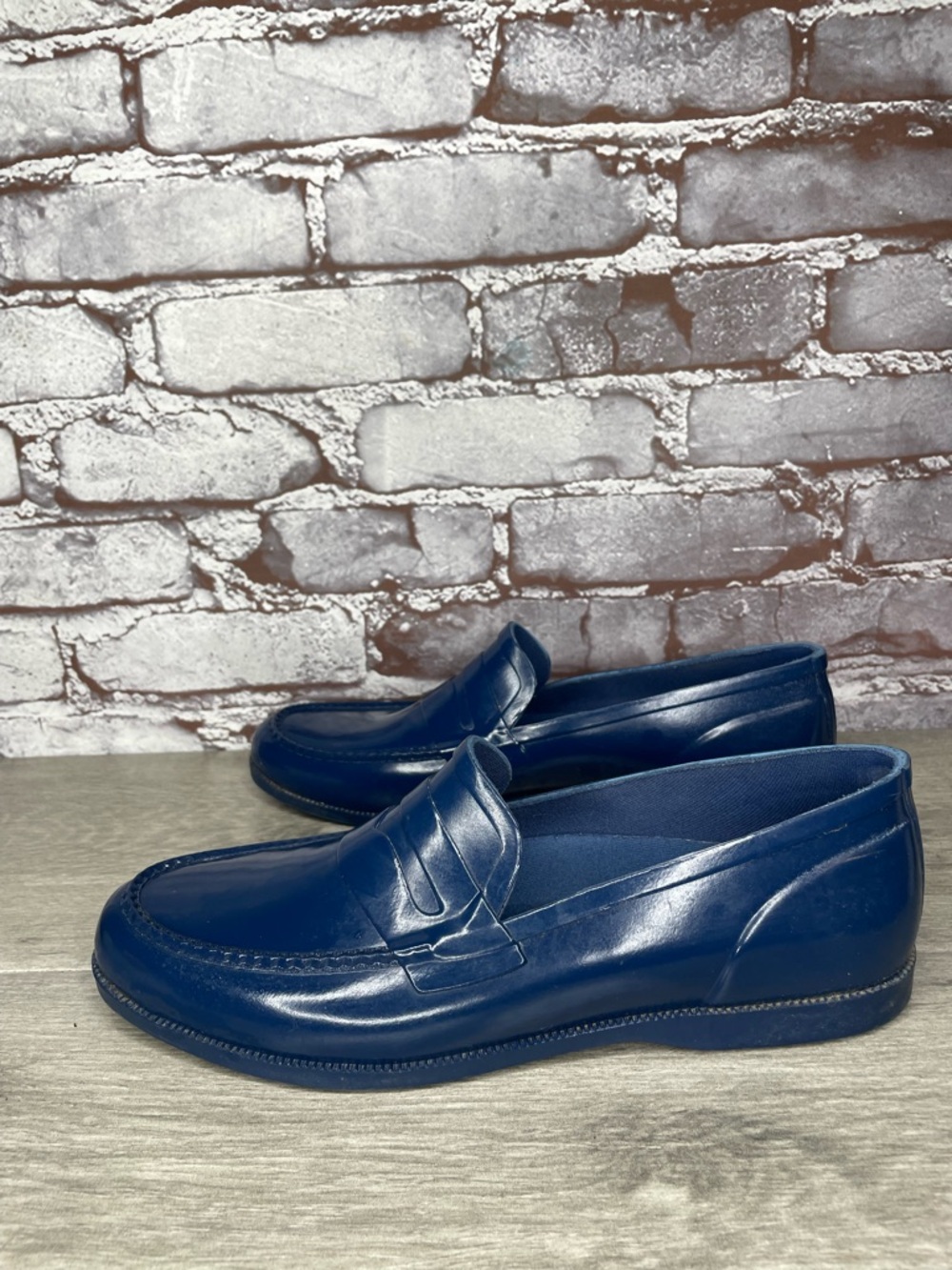 G.H. Bass Weejuns Whitney Waterproof Blue Rubber Penny Loafers Shoes Women Sz 10